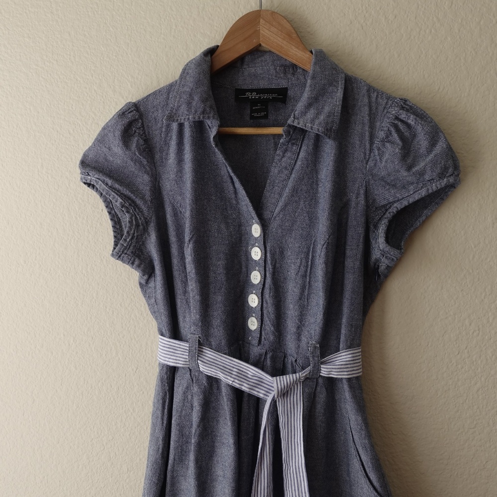 Chambray Dress with belt and pockets